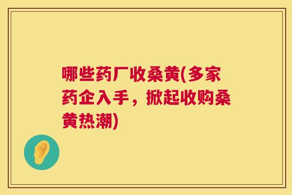 哪些药厂收桑黄(多家药企入手,掀起收购桑黄热潮) 哪些药厂收桑黄(多家药企入手,掀起收购桑黄热潮)