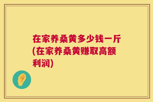 在家养桑黄多少钱一斤(在家养桑黄赚取高额利润) 在家养桑黄多少钱一斤(在家养桑黄赚取高额利润)