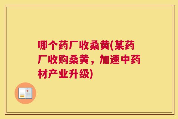 哪个药厂收桑黄(某药厂收购桑黄,加速材产业升级) 哪个药厂收桑黄(某药厂收购桑黄,加速材产业升级)