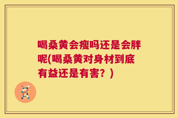 喝桑黄会瘦吗还是会胖呢(喝桑黄对身材到底有益还是有害?) 喝桑黄会瘦吗还是会胖呢(喝桑黄对身材到底有益还是有害?)