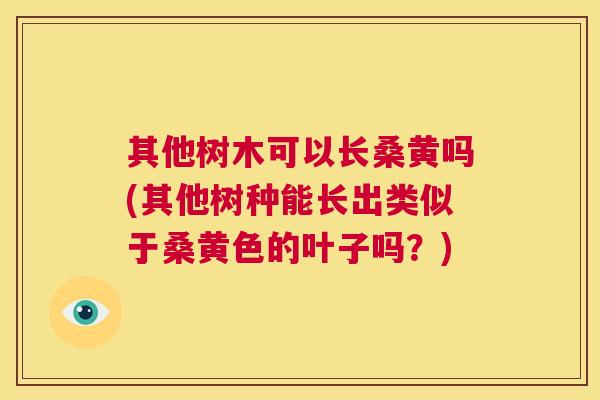 其他树木可以长桑黄吗(其他树种能长出类似于桑黄色的叶子吗?) 其他树木可以长桑黄吗(其他树种能长出类似于桑黄色的叶子吗?)
