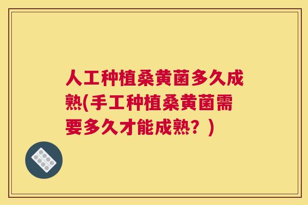 人工种植桑黄菌多久成熟(手工种植桑黄菌需要多久才能成熟?) 人工种植桑黄菌多久成熟(手工种植桑黄菌需要多久才能成熟?)