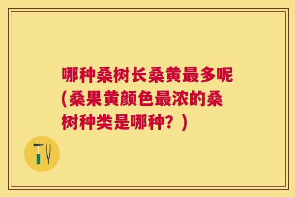 哪种桑树长桑黄多呢(桑果黄颜色浓的桑树种类是哪种？)