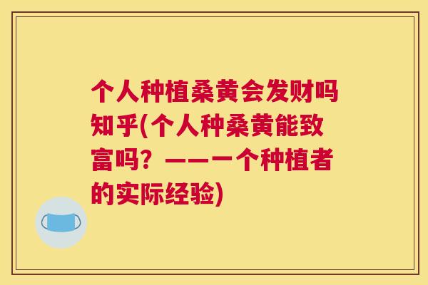 个人种植桑黄会发财吗知乎(个人种桑黄能致富吗?——一个种植者的实际经验) 个人种植桑黄会发财吗知乎(个人种桑黄能致富吗?——一个种植者的实际经验)