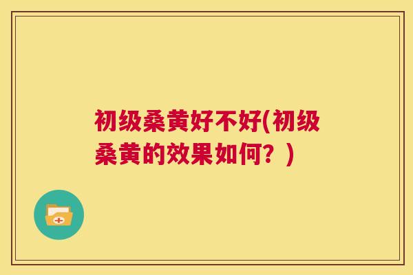 初级桑黄好不好(初级桑黄的效果如何？)