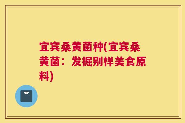 宜宾桑黄菌种(宜宾桑黄菌：发掘别样美食原料)
