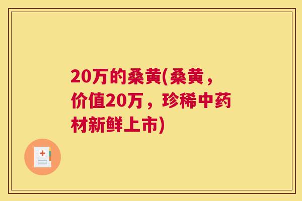 20万的桑黄(桑黄，价值20万，珍稀材新鲜上市)
