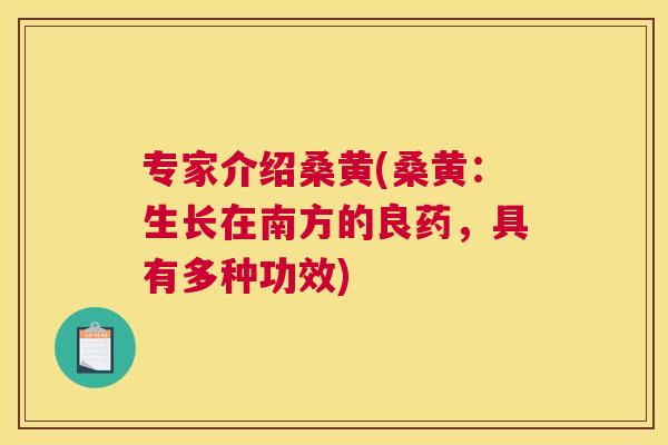 专家介绍桑黄(桑黄：生长在南方的良药，具有多种功效)