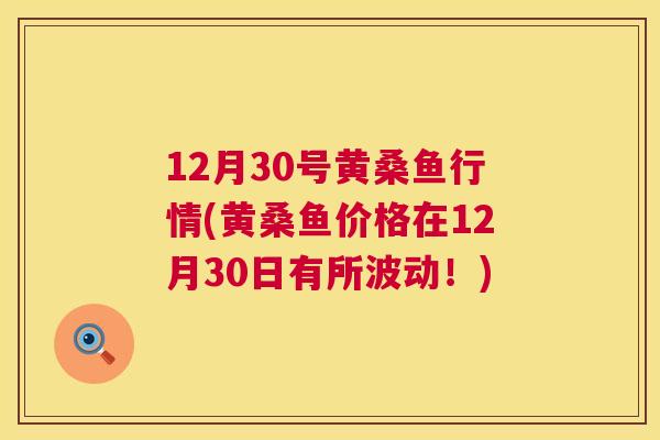 12月30号黄桑鱼行情(黄桑鱼价格在12月30日有所波动！)