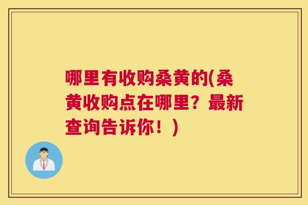 哪里有收购桑黄的(桑黄收购点在哪里？新查询告诉你！)