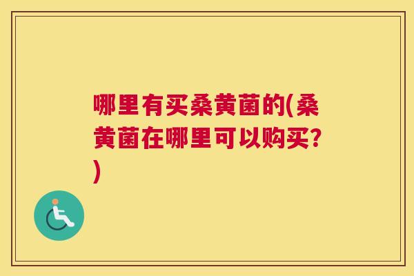 哪里有买桑黄菌的(桑黄菌在哪里可以购买？)