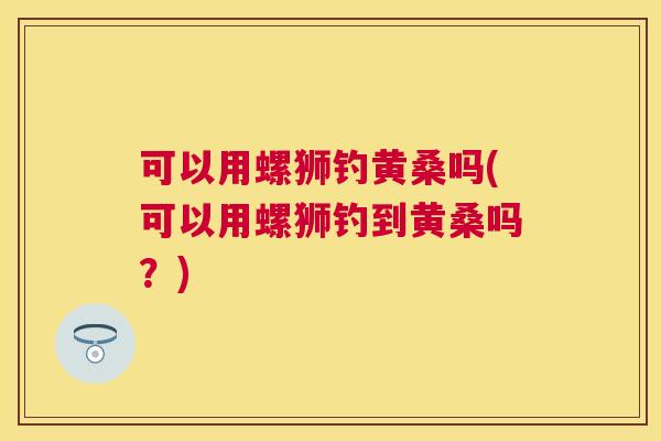 可以用螺狮钓黄桑吗(可以用螺狮钓到黄桑吗？)