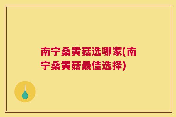 南宁桑黄菇选哪家(南宁桑黄菇佳选择)