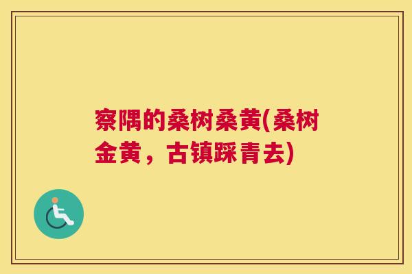 察隅的桑树桑黄(桑树金黄，古镇踩青去)