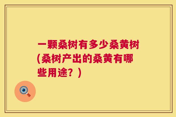 一颗桑树有多少桑黄树(桑树产出的桑黄有哪些用途？)