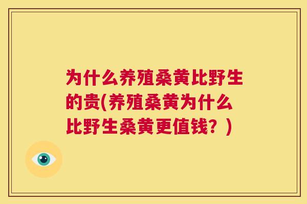 为什么养殖桑黄比野生的贵(养殖桑黄为什么比野生桑黄更值钱?) 为什么养殖桑黄比野生的贵(养殖桑黄为什么比野生桑黄更值钱?)