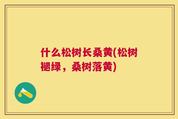 什么松树长桑黄(松树褪绿,桑树落黄) 什么松树长桑黄(松树褪绿,桑树落黄)