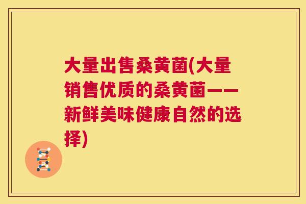 大量出售桑黄菌(大量销售优质的桑黄菌——新鲜美味健康自然的选择) 大量出售桑黄菌(大量销售优质的桑黄菌——新鲜美味健康自然的选择)