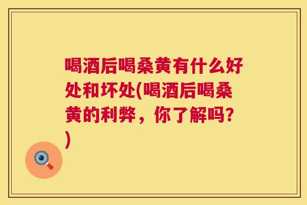 喝酒后喝桑黄有什么好处和坏处(喝酒后喝桑黄的利弊,你了解吗?) 喝酒后喝桑黄有什么好处和坏处(喝酒后喝桑黄的利弊,你了解吗?)
