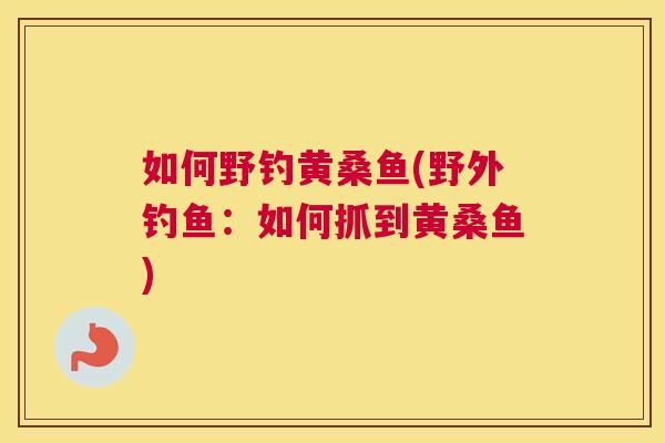如何野钓黄桑鱼(野外钓鱼:如何抓到黄桑鱼) 如何野钓黄桑鱼(野外钓鱼:如何抓到黄桑鱼)