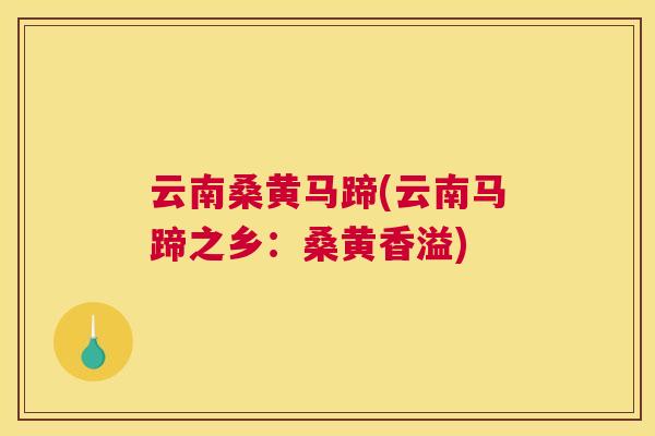 云南桑黄马蹄(云南马蹄之乡:桑黄香溢) 云南桑黄马蹄(云南马蹄之乡:桑黄香溢)