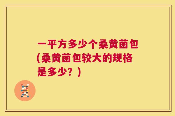 一平方多少个桑黄菌包(桑黄菌包较大的规格是多少?) 一平方多少个桑黄菌包(桑黄菌包较大的规格是多少?)