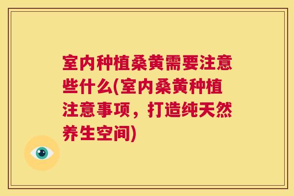 室内种植桑黄需要注意些什么(室内桑黄种植注意事项,打造纯天然养生空间) 室内种植桑黄需要注意些什么(室内桑黄种植注意事项,打造纯天然养生空间)