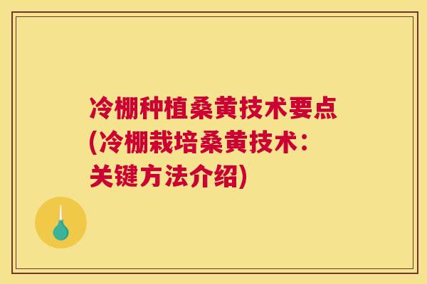 冷棚种植桑黄技术要点(冷棚栽培桑黄技术:关键方法介绍) 冷棚种植桑黄技术要点(冷棚栽培桑黄技术:关键方法介绍)
