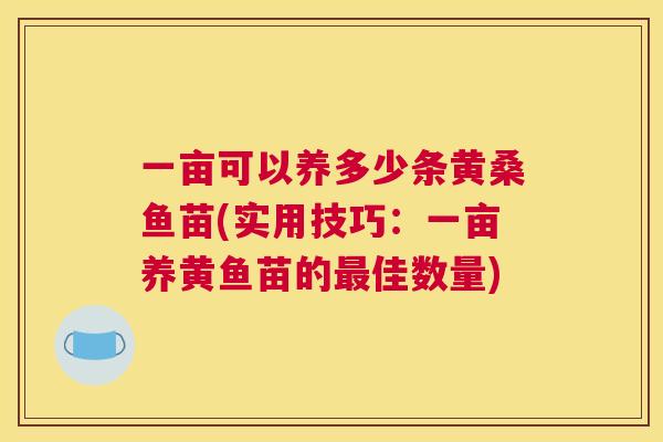 一亩可以养多少条黄桑鱼苗(实用技巧:一亩养黄鱼苗的佳数量) 一亩可以养多少条黄桑鱼苗(实用技巧:一亩养黄鱼苗的佳数量)