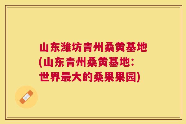 山东潍坊青州桑黄基地(山东青州桑黄基地：世界大的桑果果园)