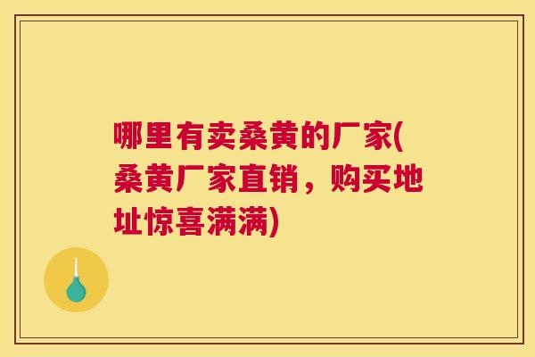 哪里有卖桑黄的厂家(桑黄厂家直销,购买地址惊喜满满) 哪里有卖桑黄的厂家(桑黄厂家直销,购买地址惊喜满满)