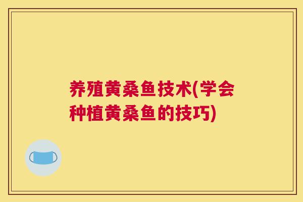 养殖黄桑鱼技术(学会种植黄桑鱼的技巧) 养殖黄桑鱼技术(学会种植黄桑鱼的技巧)