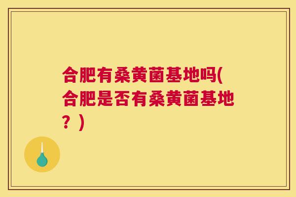 合肥有桑黄菌基地吗(合肥是否有桑黄菌基地?) 合肥有桑黄菌基地吗(合肥是否有桑黄菌基地?)