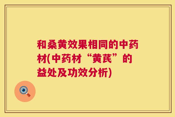 和桑黄效果相同的材(材“黄芪”的益处及功效分析) 和桑黄效果相同的材(材“黄芪”的益处及功效分析)