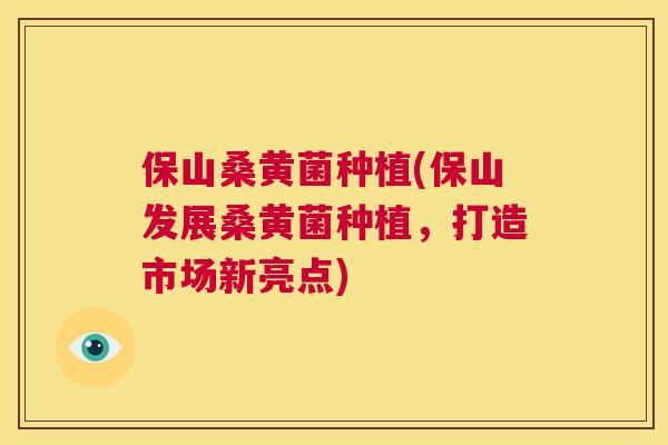 保山桑黄菌种植(保山发展桑黄菌种植,打造市场新亮点) 保山桑黄菌种植(保山发展桑黄菌种植,打造市场新亮点)