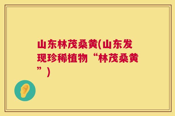 山东林茂桑黄(山东发现珍稀植物“林茂桑黄”) 山东林茂桑黄(山东发现珍稀植物“林茂桑黄”)