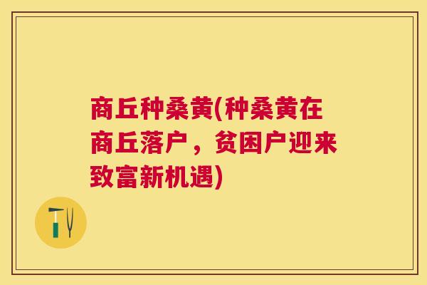 商丘种桑黄(种桑黄在商丘落户，贫困户迎来致富新机遇)