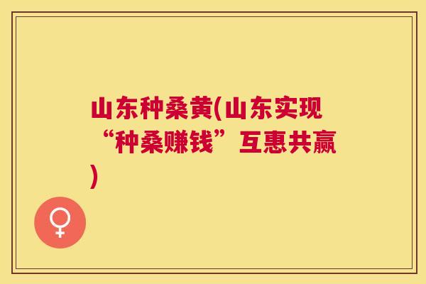 山东种桑黄(山东实现“种桑赚钱”互惠共赢)