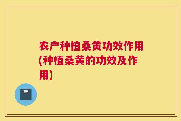 农户种植桑黄功效作用(种植桑黄的功效及作用) 农户种植桑黄功效作用(种植桑黄的功效及作用)