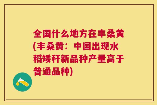 全国什么地方在丰桑黄(丰桑黄:中国出现水稻矮秆新品种产量高于普通品种) 全国什么地方在丰桑黄(丰桑黄:中国出现水稻矮秆新品种产量高于普通品种)