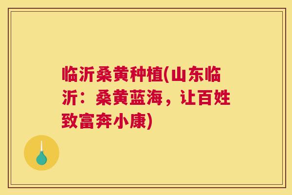 临沂桑黄种植(山东临沂:桑黄蓝海,让百姓致富奔小康) 临沂桑黄种植(山东临沂:桑黄蓝海,让百姓致富奔小康)