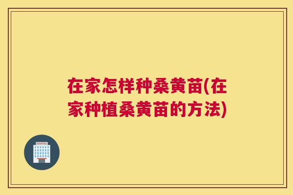 在家怎样种桑黄苗(在家种植桑黄苗的方法) 在家怎样种桑黄苗(在家种植桑黄苗的方法)