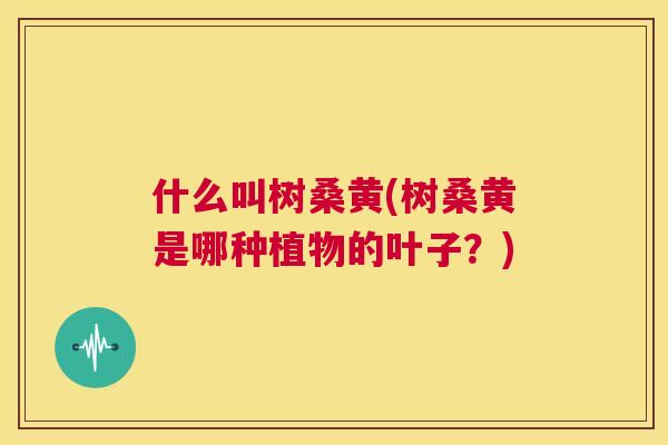 什么叫树桑黄(树桑黄是哪种植物的叶子?) 什么叫树桑黄(树桑黄是哪种植物的叶子?)
