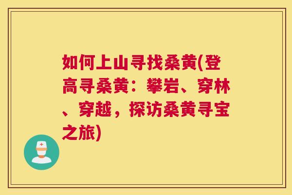 如何上山寻找桑黄(登高寻桑黄：攀岩、穿林、穿越，探访桑黄寻宝之旅)