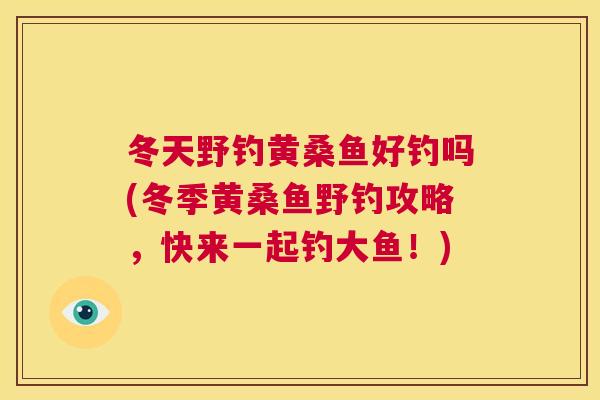 冬天野钓黄桑鱼好钓吗(冬季黄桑鱼野钓攻略,快来一起钓大鱼!) 冬天野钓黄桑鱼好钓吗(冬季黄桑鱼野钓攻略,快来一起钓大鱼!)