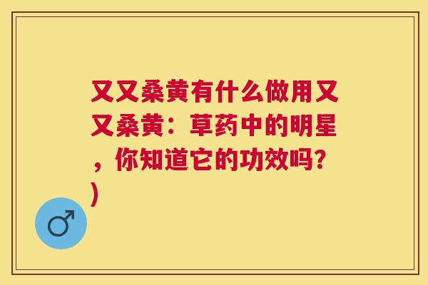 又又桑黄有什么做用又又桑黄:草药中的明星,你知道它的功效吗?) 又又桑黄有什么做用又又桑黄:草药中的明星,你知道它的功效吗?)
