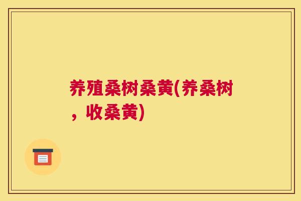 养殖桑树桑黄(养桑树,收桑黄) 养殖桑树桑黄(养桑树,收桑黄)