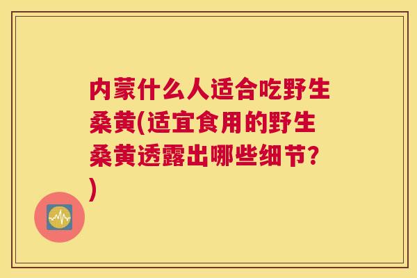 内蒙什么人适合吃野生桑黄(适宜食用的野生桑黄透露出哪些细节?) 内蒙什么人适合吃野生桑黄(适宜食用的野生桑黄透露出哪些细节?)