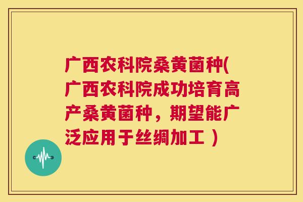 广西农科院桑黄菌种(广西农科院成功培育高产桑黄菌种，期望能广泛应用于丝绸加工 )