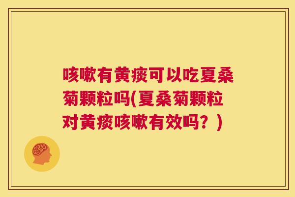 有黄痰可以吃夏桑菊颗粒吗(夏桑菊颗粒对黄痰有效吗?) 有黄痰可以吃夏桑菊颗粒吗(夏桑菊颗粒对黄痰有效吗?)